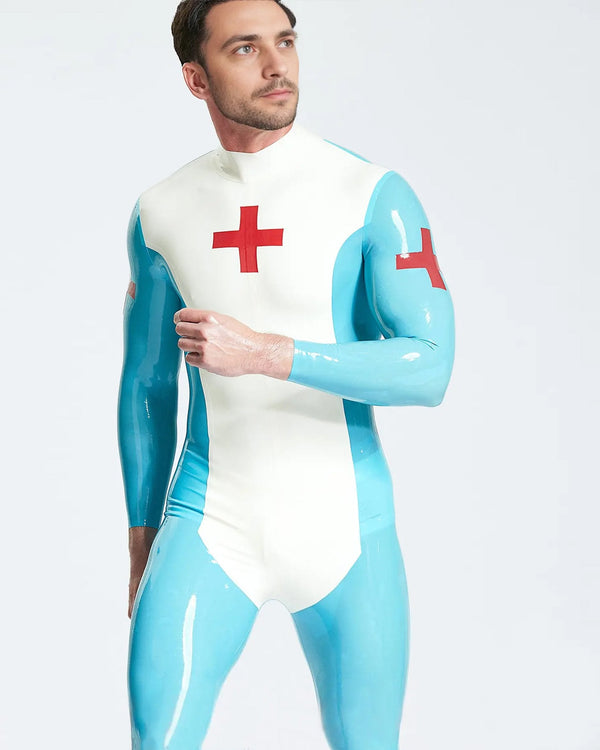 Männlicher Latex-Medic-Catsuit