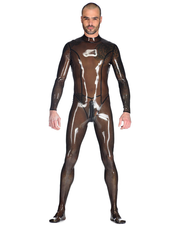 Sexy einteiliger Latex-Strumpfhosen-Bodysuit für Herren